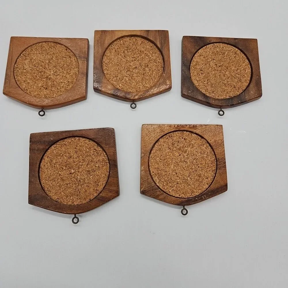 Vintage Handcarved Wooden Coaster Set of 10 Coasters In Box- Thailand